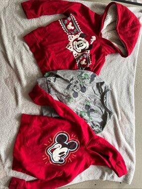 Disney Red Mickey Mouse Kids Hoodies and Sweatshirt Set